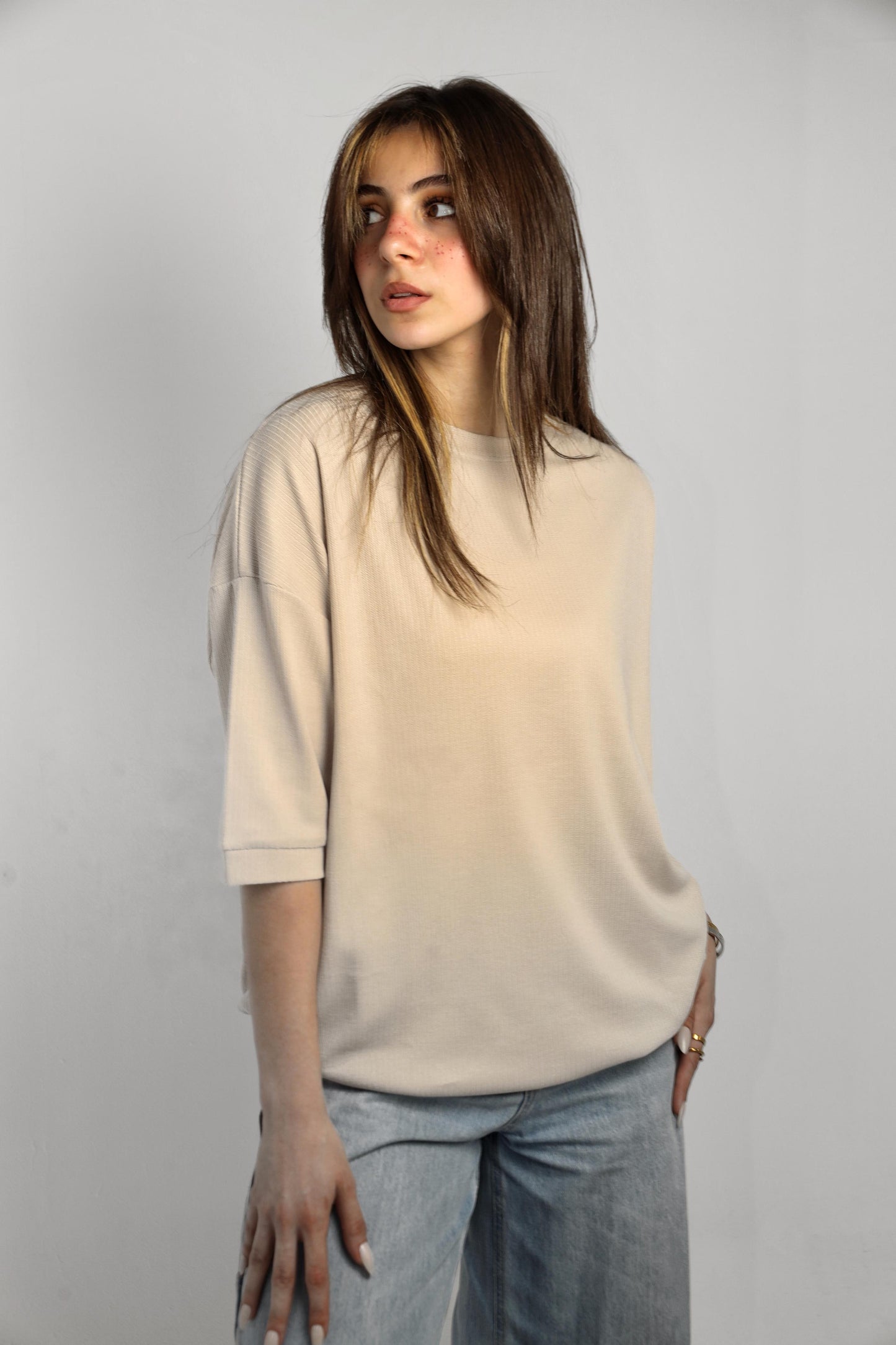 TOPLYN TEXTURED KNIT TEE