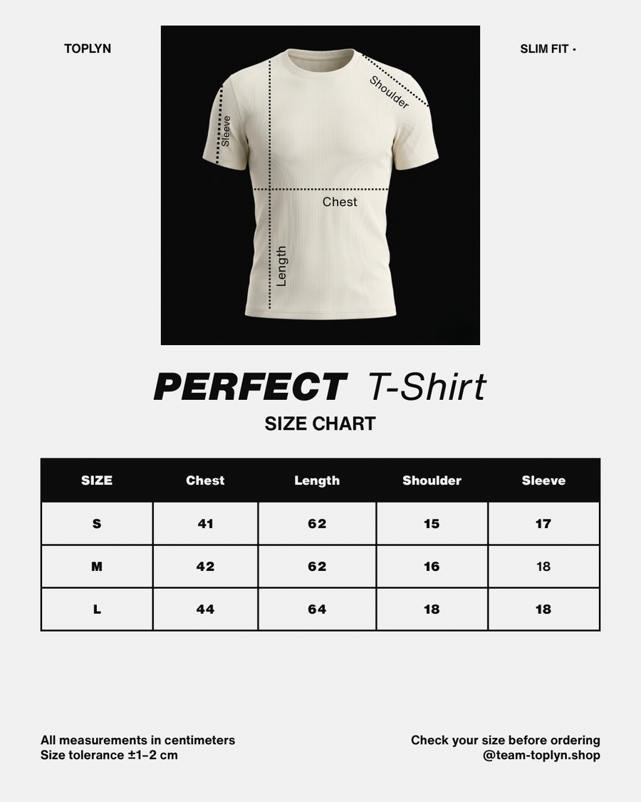 Size chart for Perfect Fitted Tee
