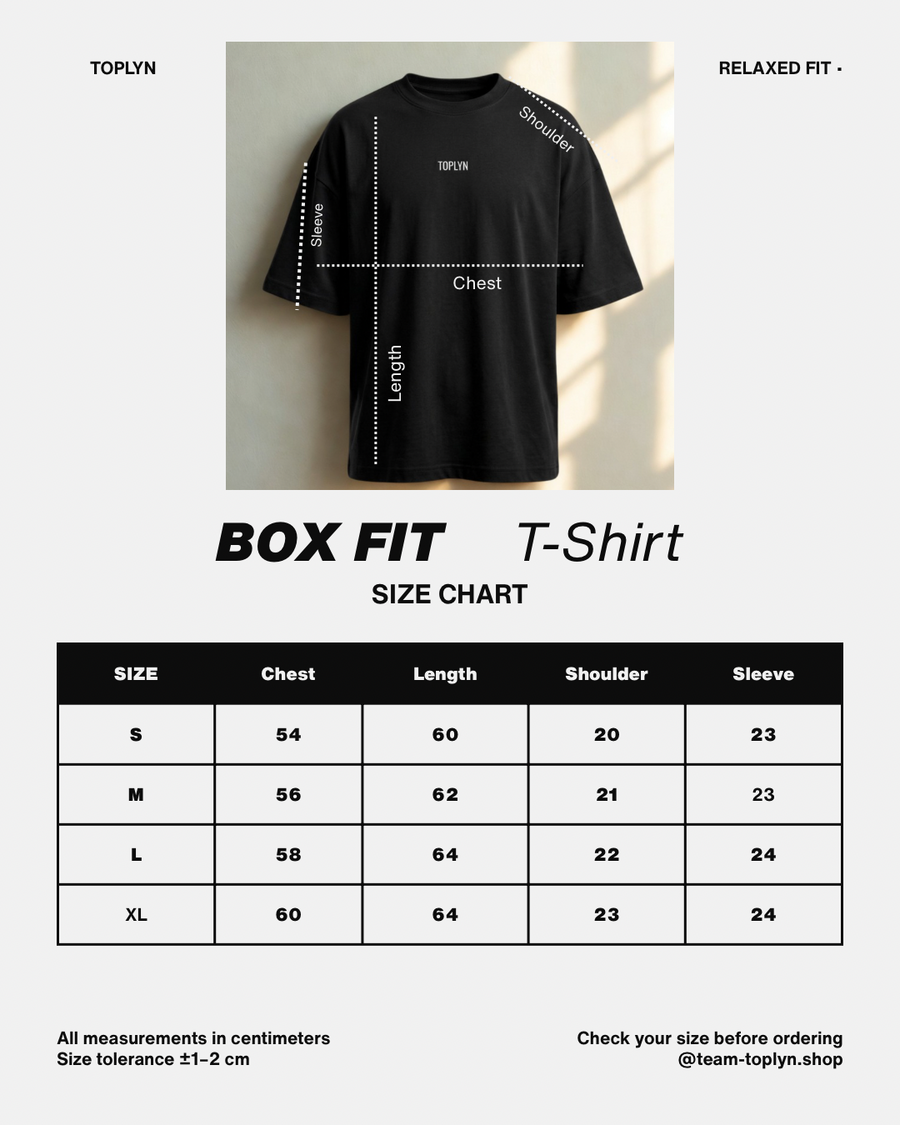 Size chart for Box Fit Essential